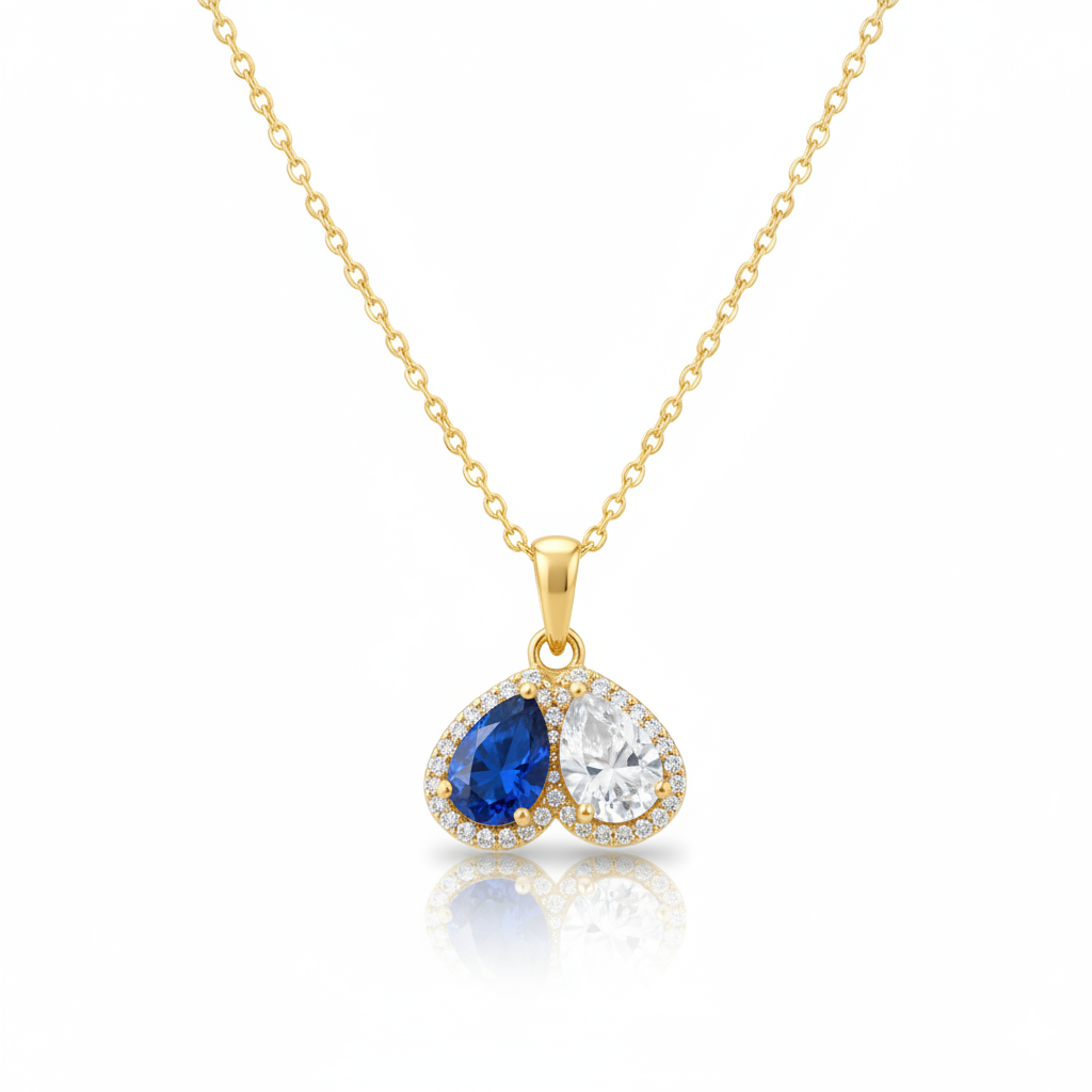 For My Daughter- Custom Promise Two Heart Birthstone Necklace