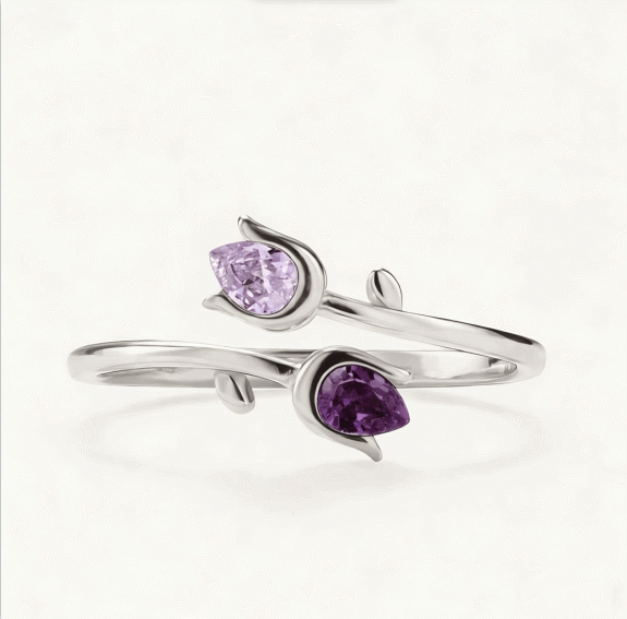 For Friend- We Will Bloom In Our Own Lives Birthstones Tulip Ring