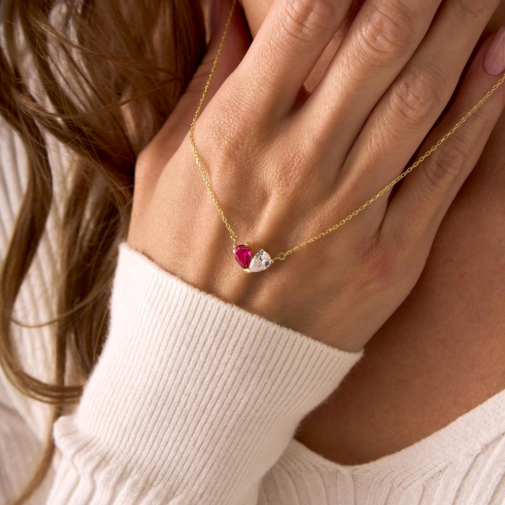 Custom Tiny Heart Birthstone Necklace
