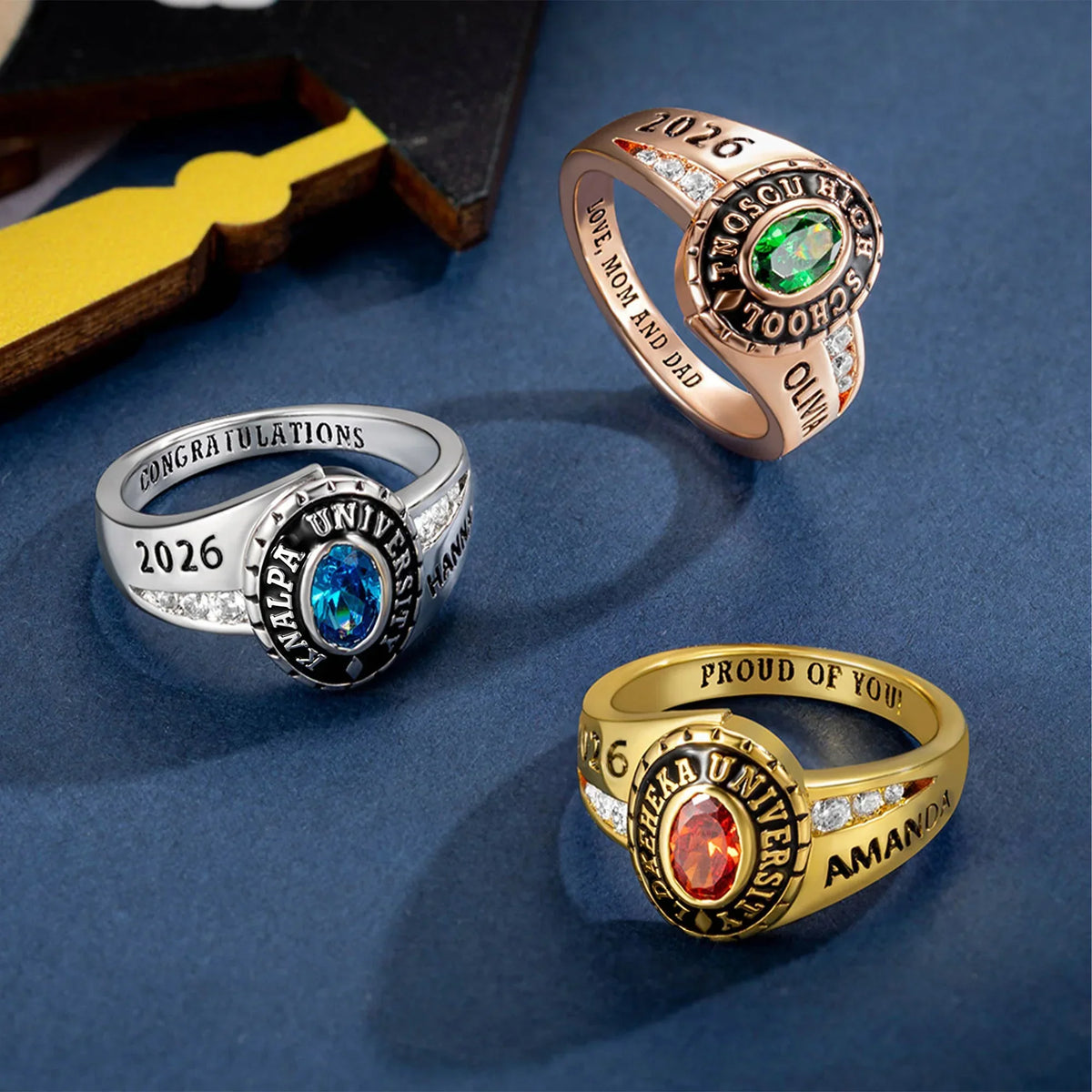 Custom Engraved Birthstone Graduation Ring Gifts for Graduates
