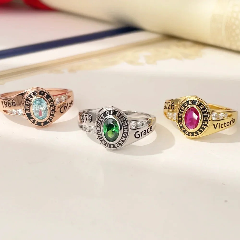 Custom Engraved Birthstone Graduation Ring Gifts for Graduates