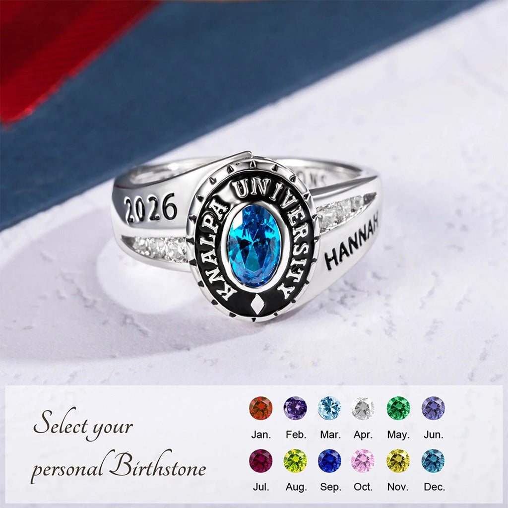 Custom Engraved Birthstone Graduation Ring Gifts for Graduates