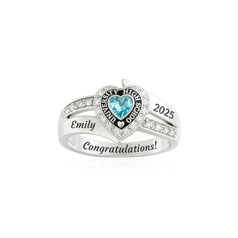 Custom Engraved Birthstone Graduation Ring - Gifts for Graduates