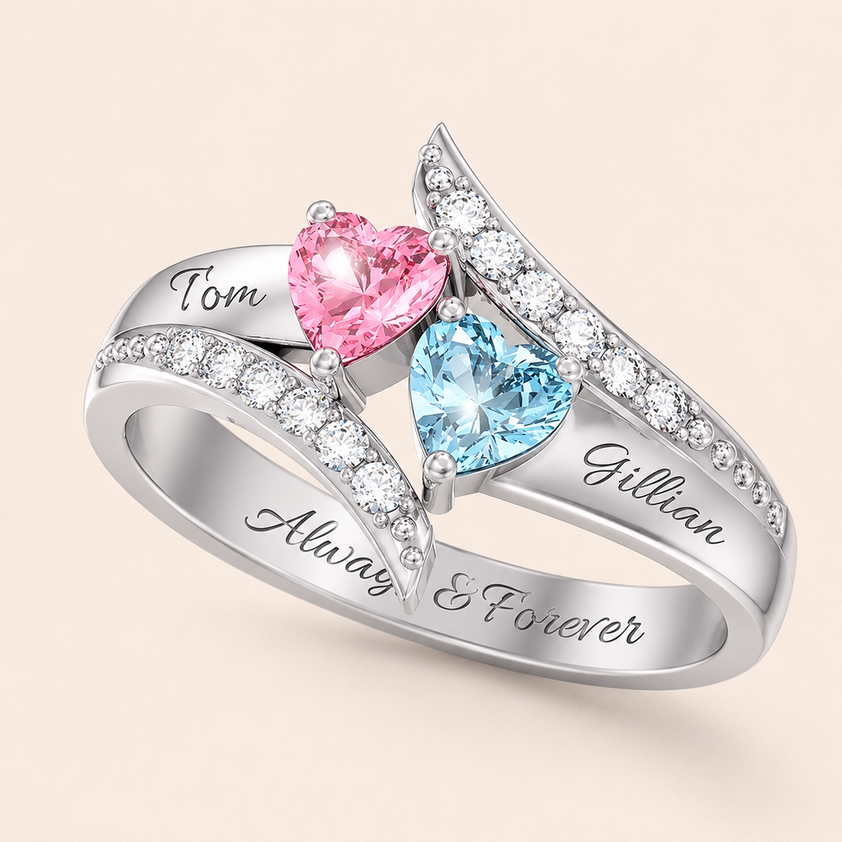 I Love You Forever | Personalized Promise Birthstones Ring