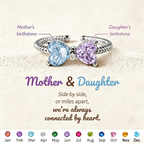 Mother&Daughter Double Birthstones Bow Ring