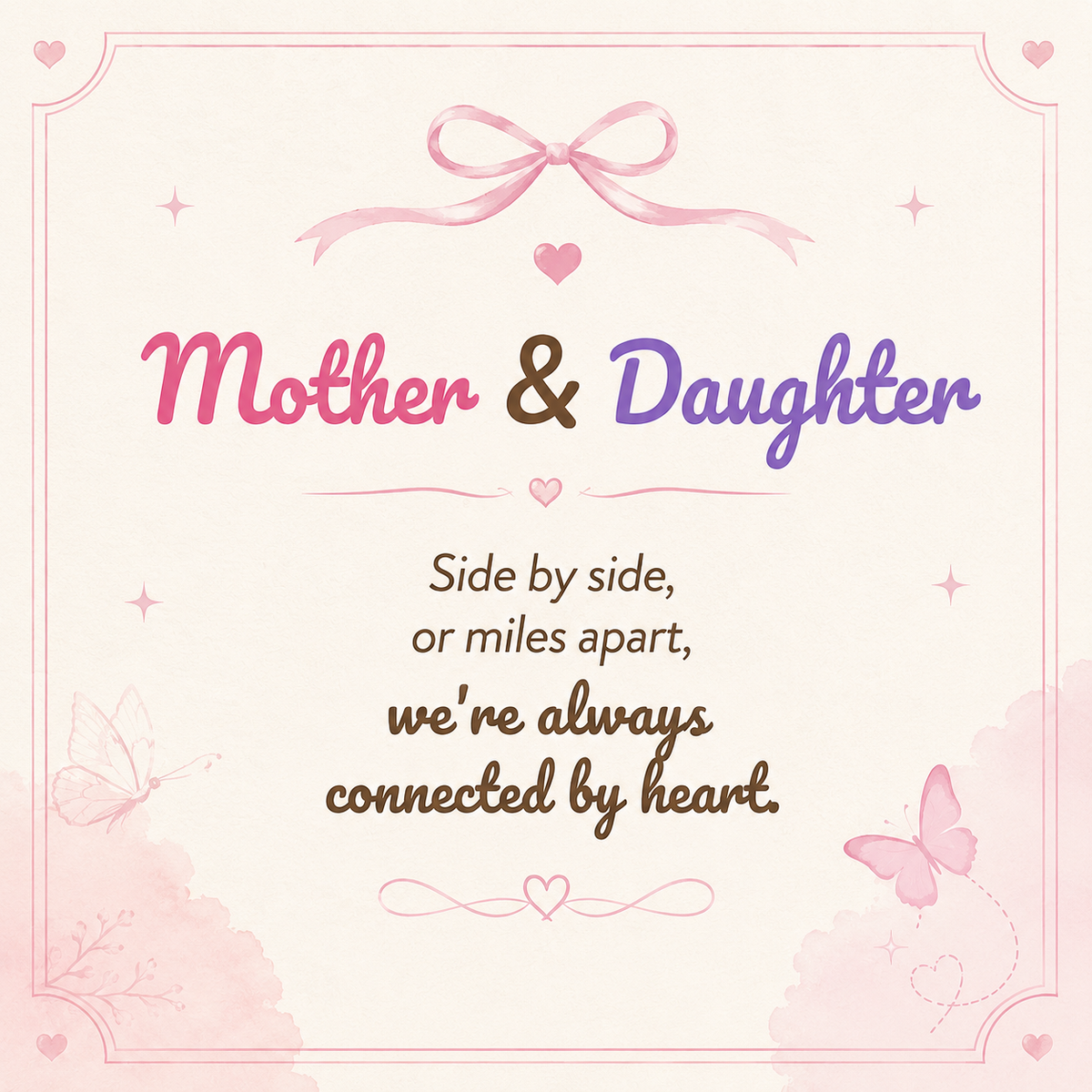 Mother&Daughter Connected By Heart Double Birthstones Infinity Ring