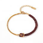 For Her – She Was Born to Be Strong Personalized Birthstone Beaded Knot Bracelet