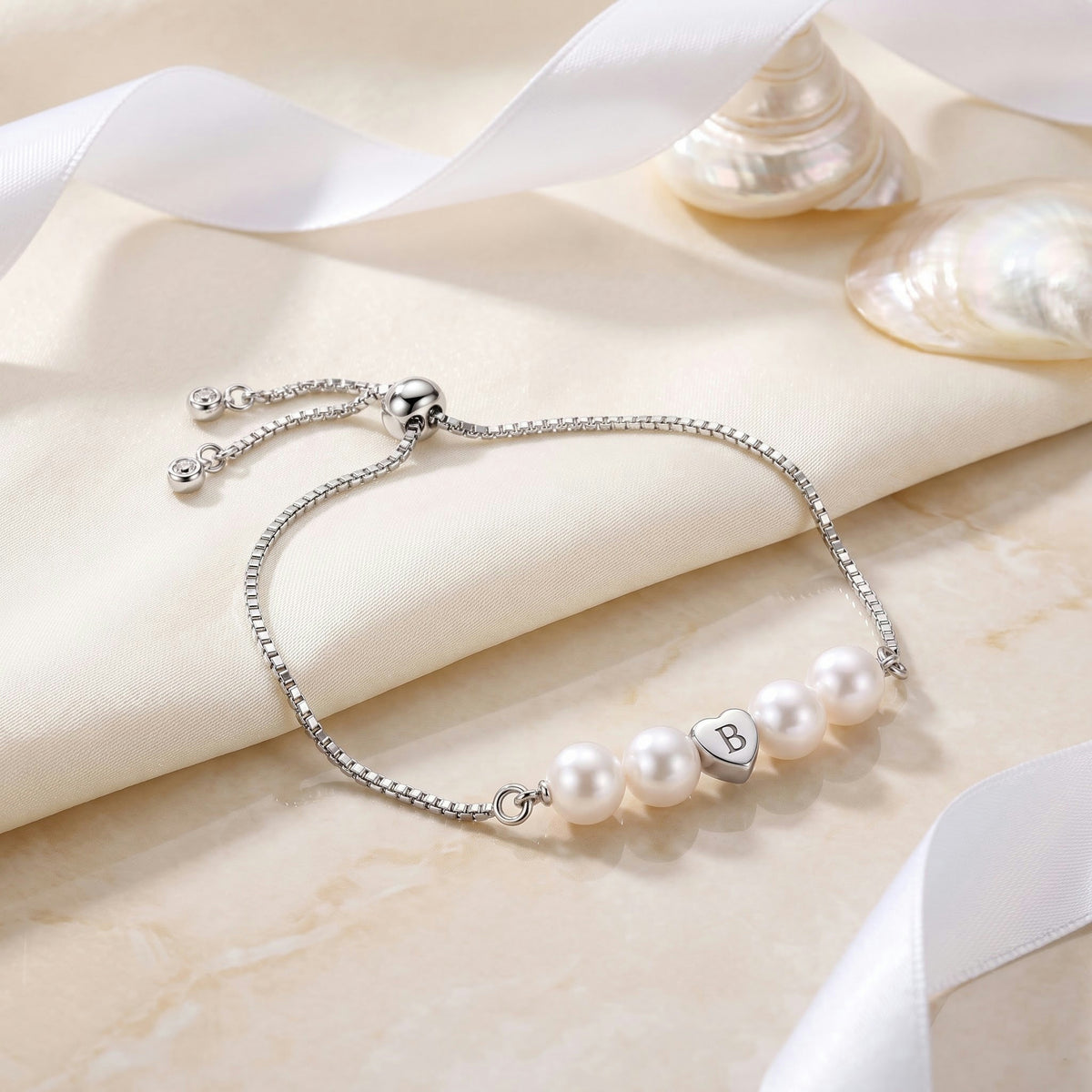 For Daughter - A Mother’s Love Personalized Pearl Initial Bracelet
