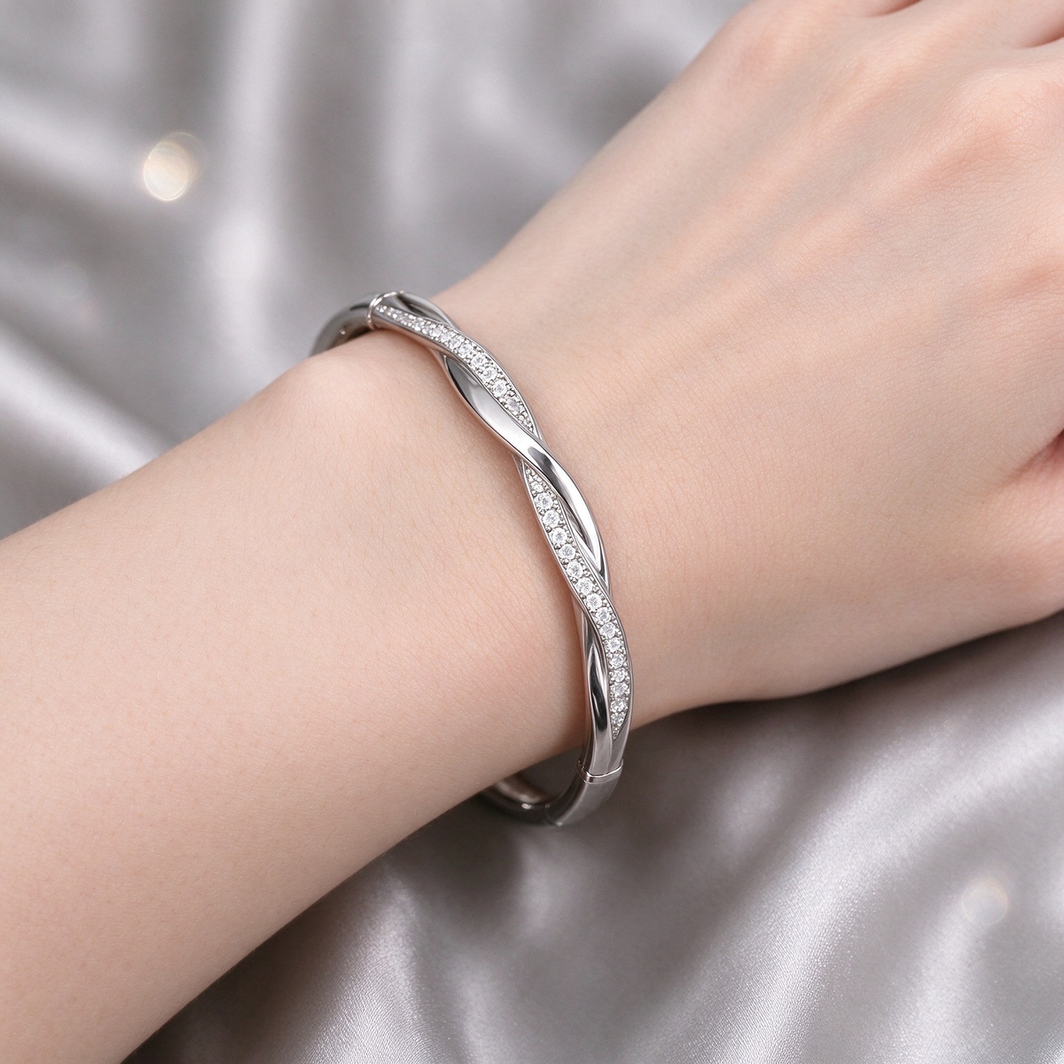 For Love- We Are Always Belong Together Twisted Diamond Bracelet