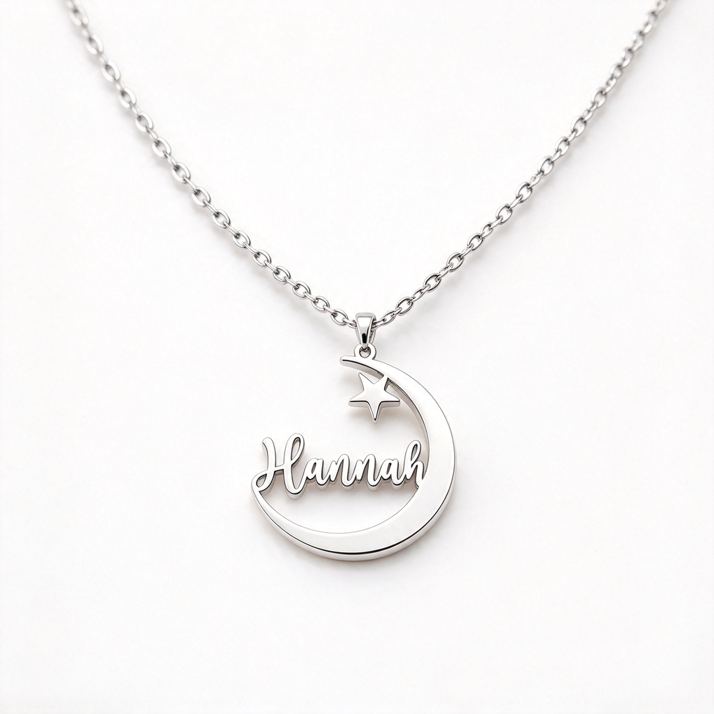 Daughter Moon Personalized Name Necklace — 2