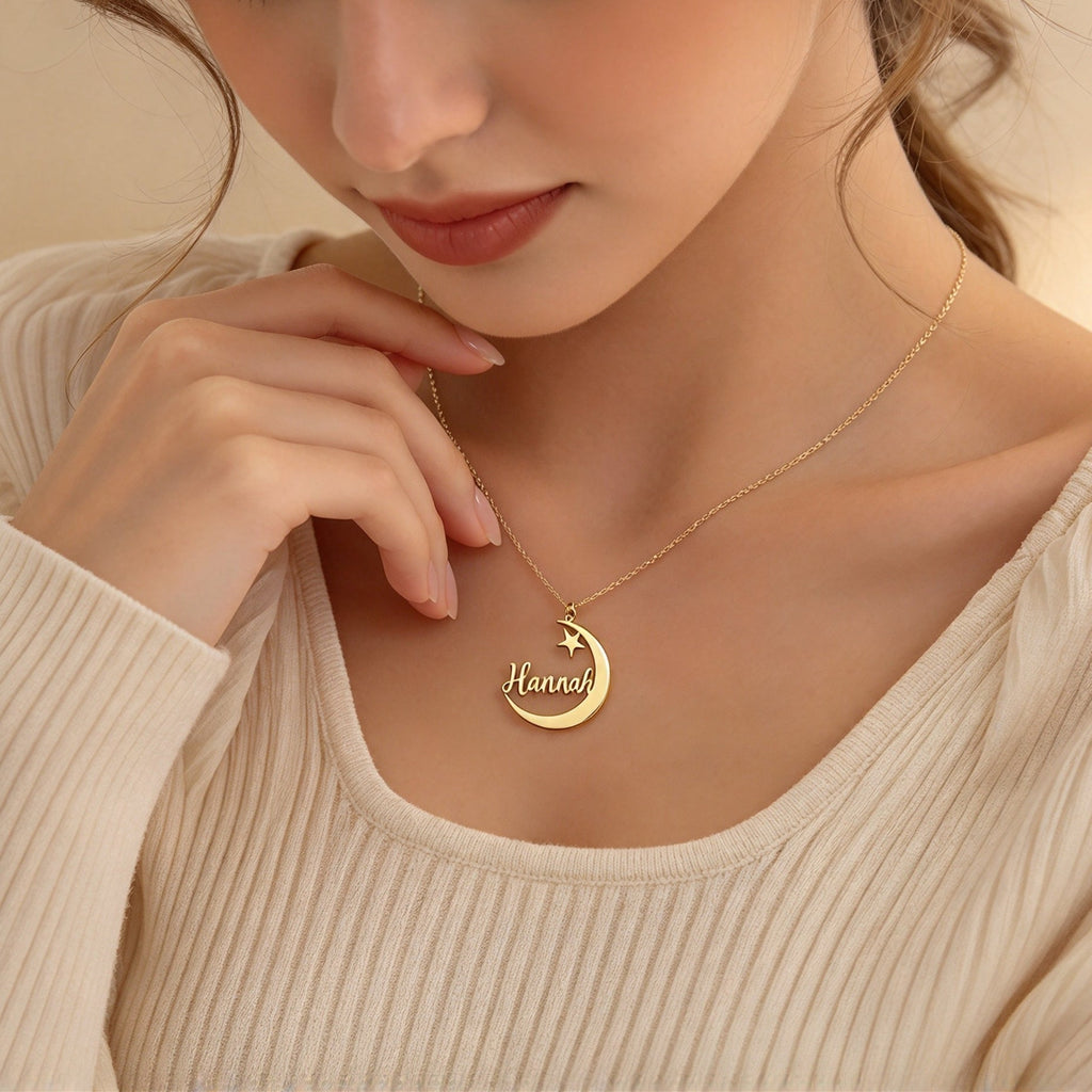 Daughter Moon Personalized Name Necklace — 5
