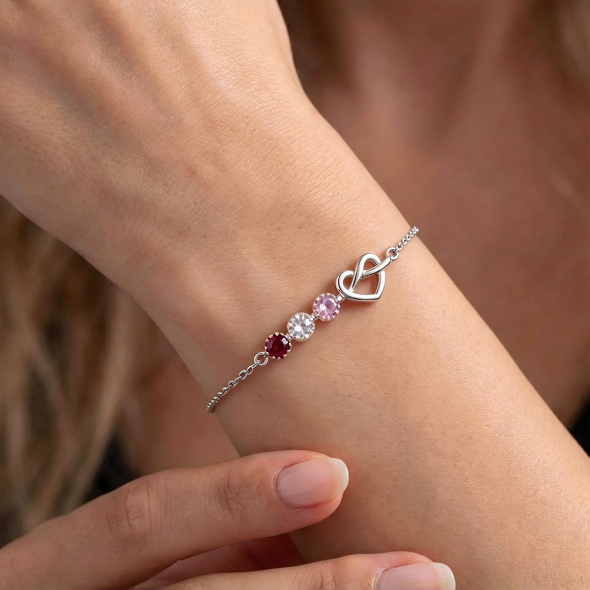 Love Knot Family Birthstone Bracelet — 1