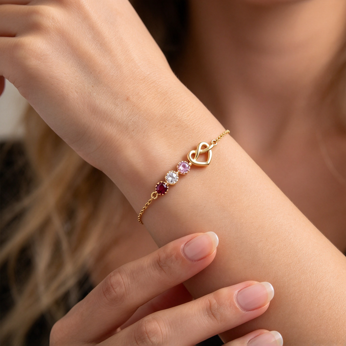 Love Knot Family Birthstone Bracelet — 3