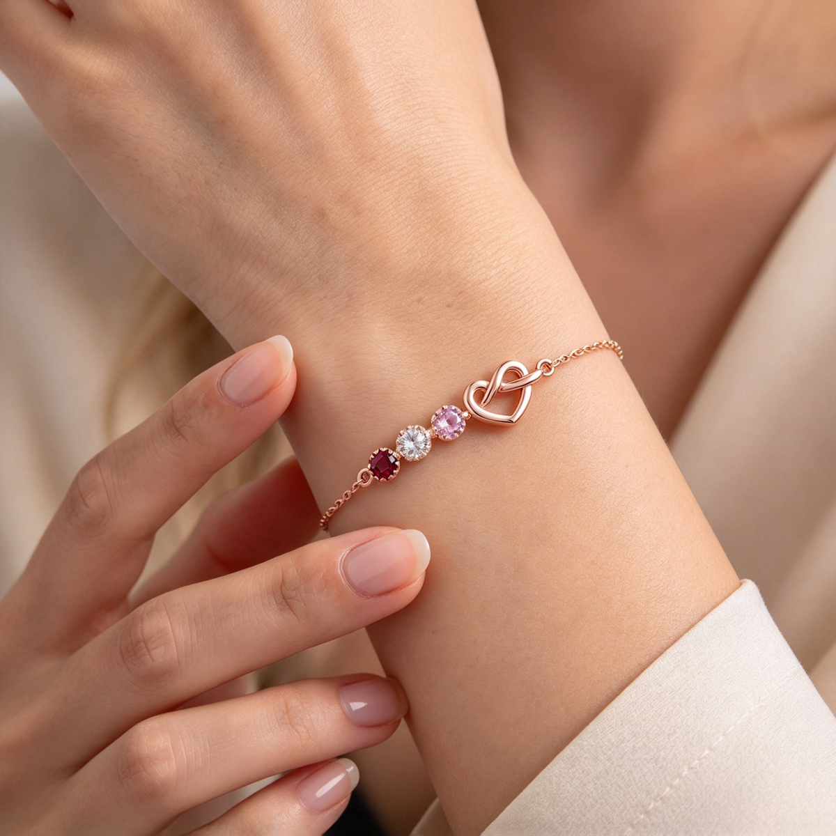 Love Knot Family Birthstone Bracelet — 5