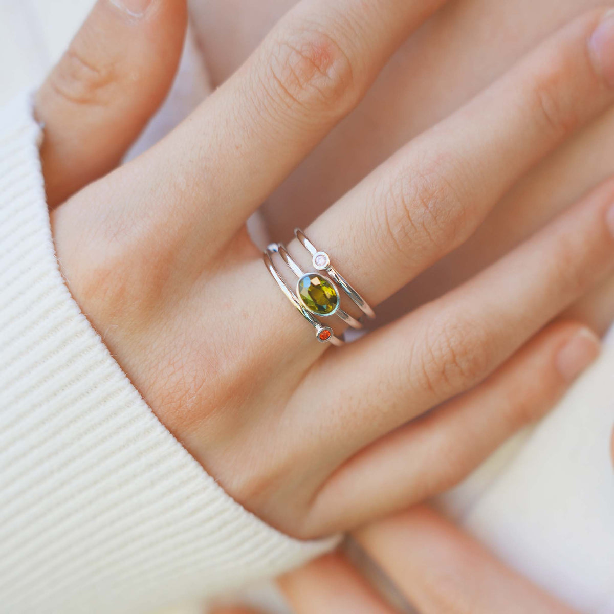 Mother & Family Stacking Birthstone Rings — 3