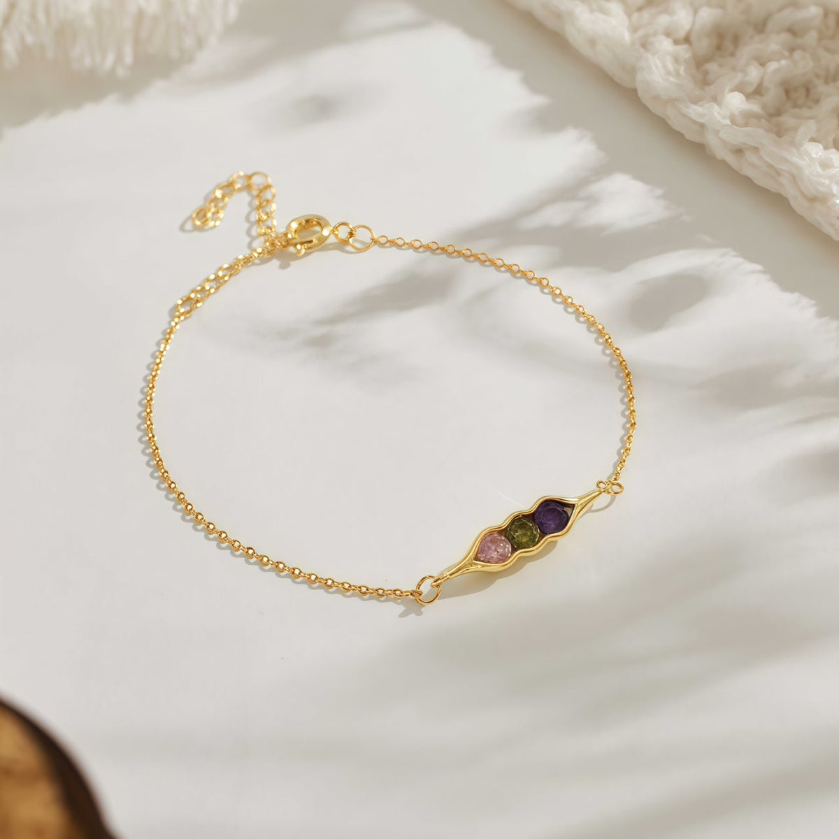 Peas in a Pod Birthstone Bracelet — 5