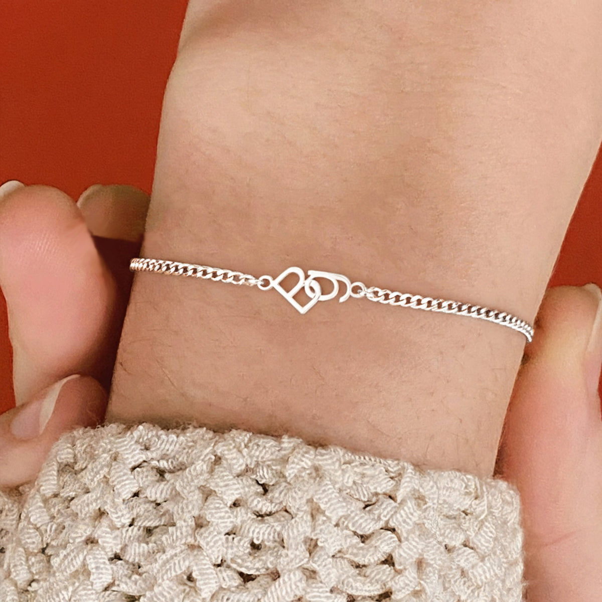 Personalized Two Initial Interlocking Bracelet — 1