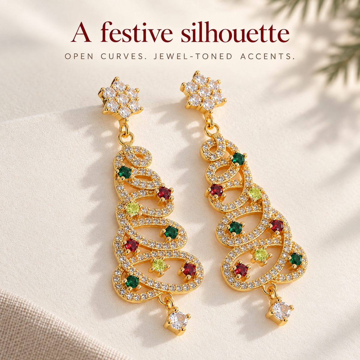 Rhinestone Christmas Tree Earrings — 3